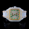 Cartier Two Ton Silver and Gold With Green Arabic Dial Watch