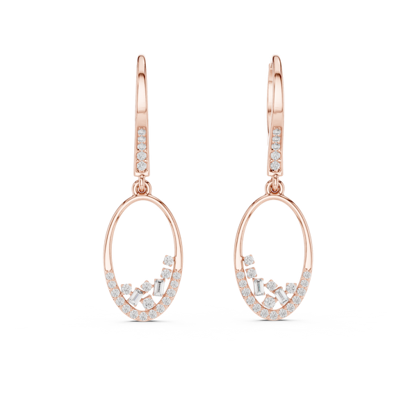 Round Drop with Emerald and Round Diamond Earring