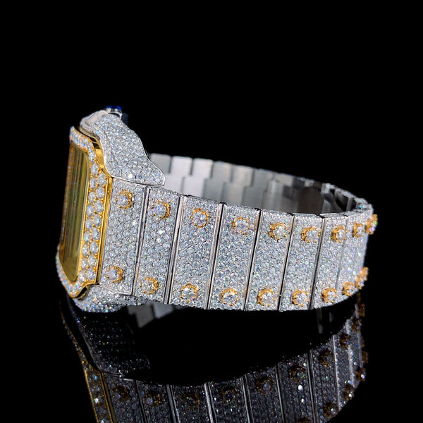 Cartier Two Ton Silver and Gold With Green Arabic Dial Watch