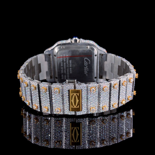Cartier Two Ton Silver and Gold With Green Arabic Dial Watch