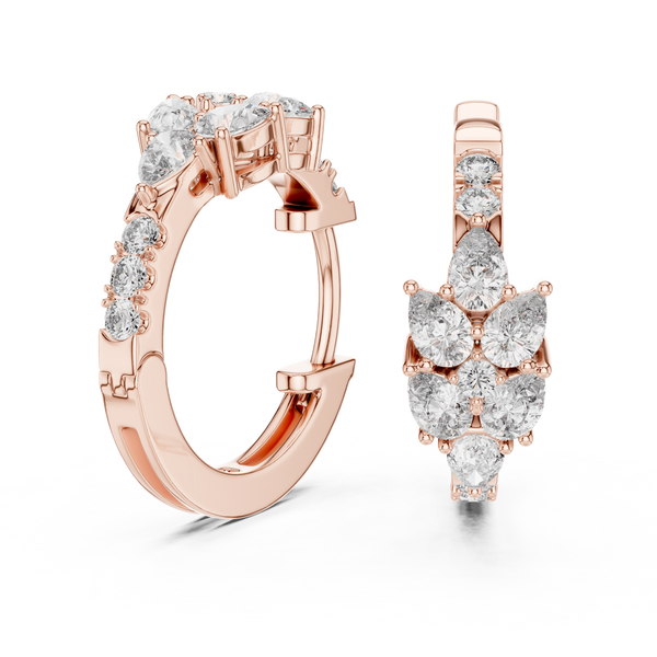 Leaf Shape Bali with Round Diamond Earring