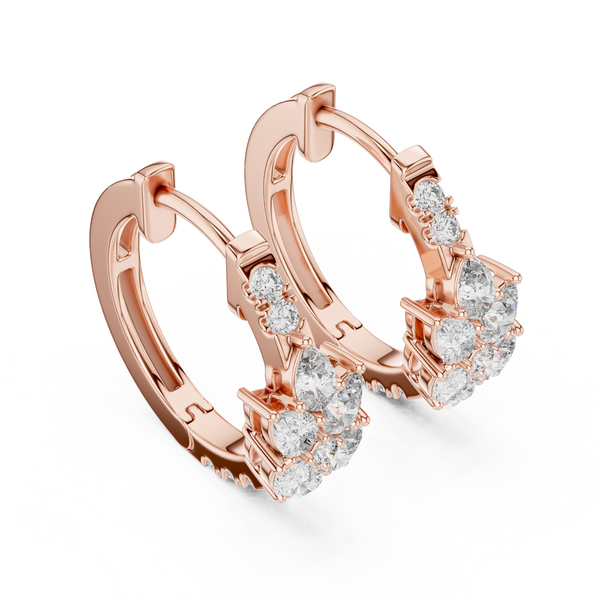 Leaf Shape Bali with Round Diamond Earring