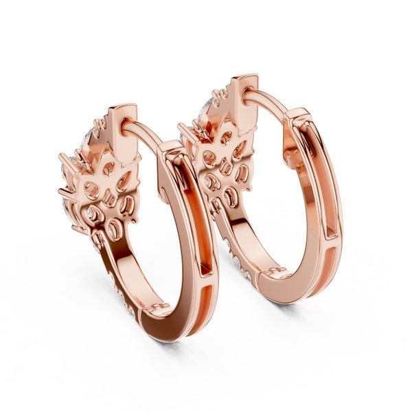 Leaf Shape Bali with Round Diamond Earring