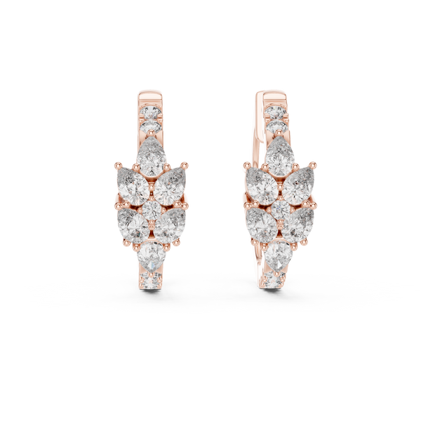 Leaf Shape Bali with Round Diamond Earring