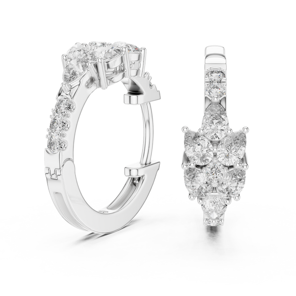 Leaf Shape Bali with Round Diamond Earring