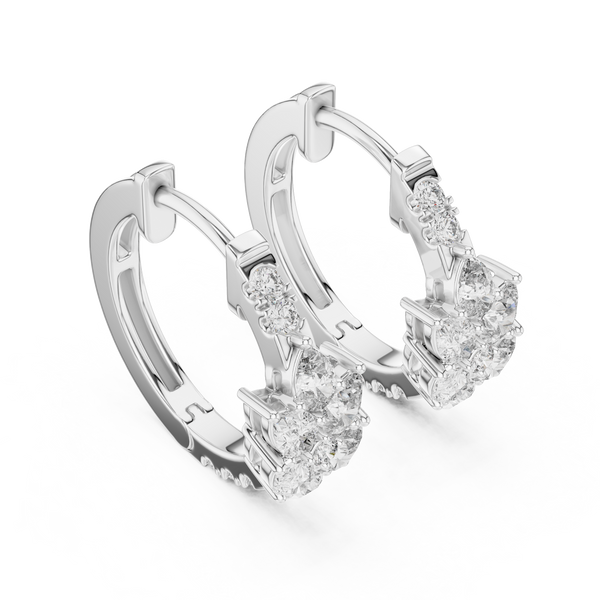 Leaf Shape Bali with Round Diamond Earring