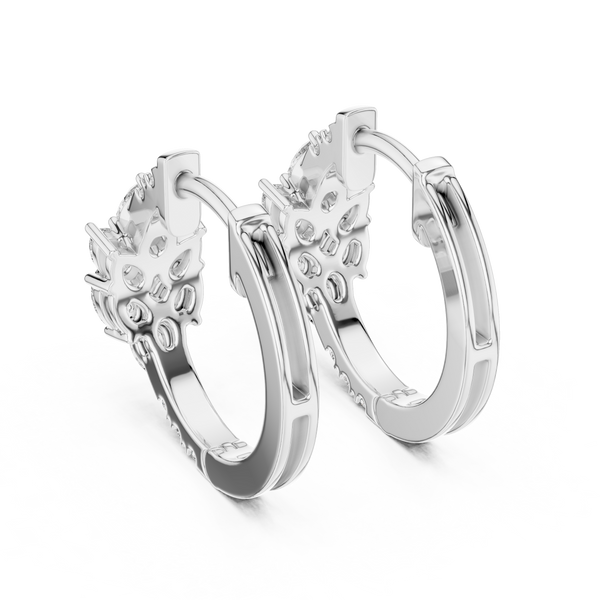Leaf Shape Bali with Round Diamond Earring