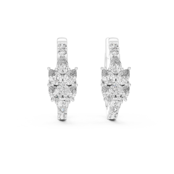 Leaf Shape Bali with Round Diamond Earring