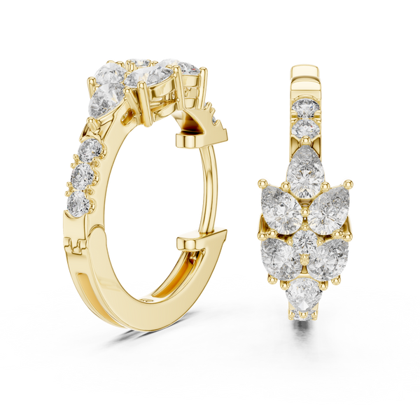 Leaf Shape Bali with Round Diamond Earring