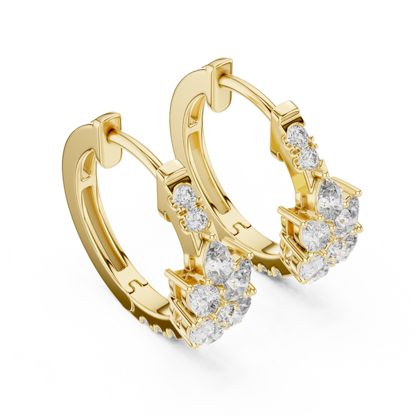 Leaf Shape Bali with Round Diamond Earring