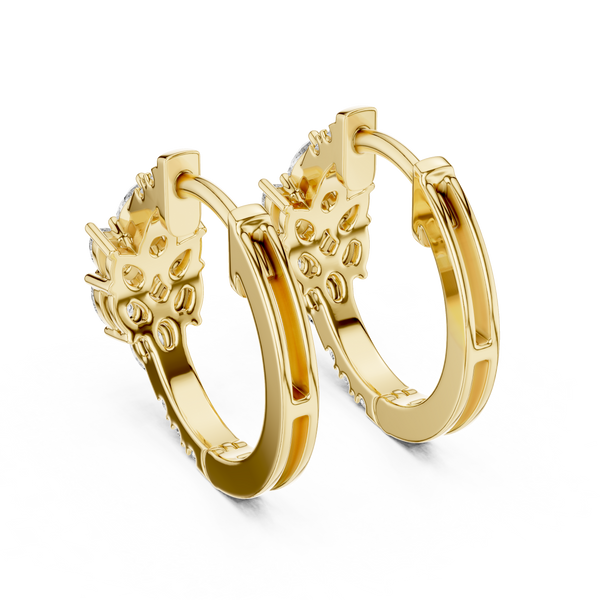 Leaf Shape Bali with Round Diamond Earring
