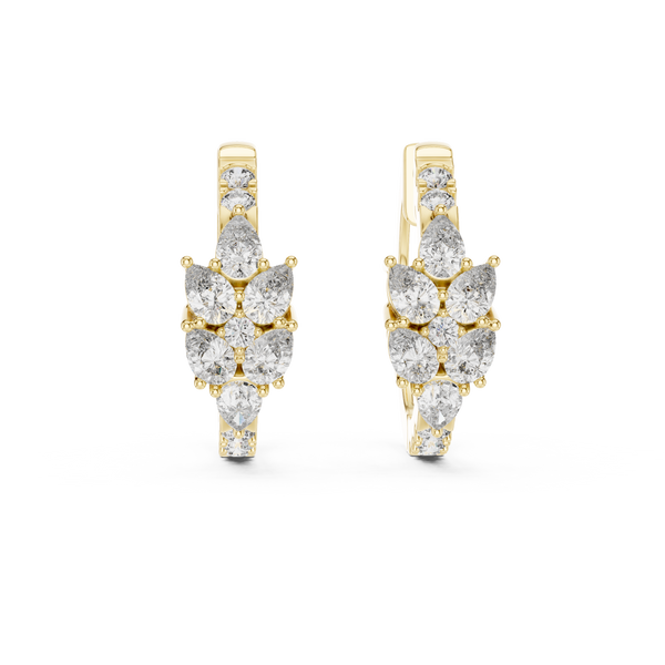 Leaf Shape Bali with Round Diamond Earring