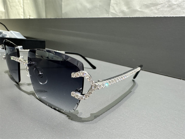 Pass Diamond Tester Luxury Glasses Handmade Setting VVS Moissanite Diamond Iced Out Sunglasses for Men Women
