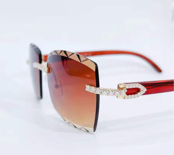 Luxurious Moissanite Diamond Sunglasses Baguette Glass Lenses Hip Hop Style Fashion Jewelry