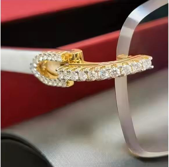 Luxurious Moissanite Diamond Sunglasses Baguette Glass Lenses Hip Hop Style Fashion Jewelry