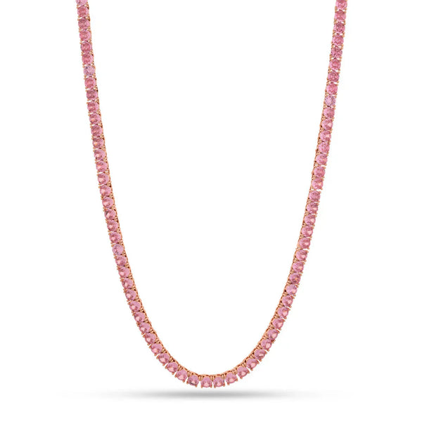 Tennis Chain withPink Round VVS Diamond Chain