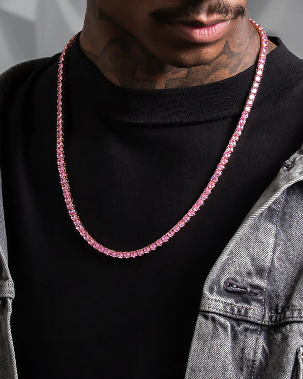 Tennis Chain withPink Round VVS Diamond Chain
