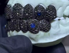 Sterling Silver Black Moissanite Diamond Grillz