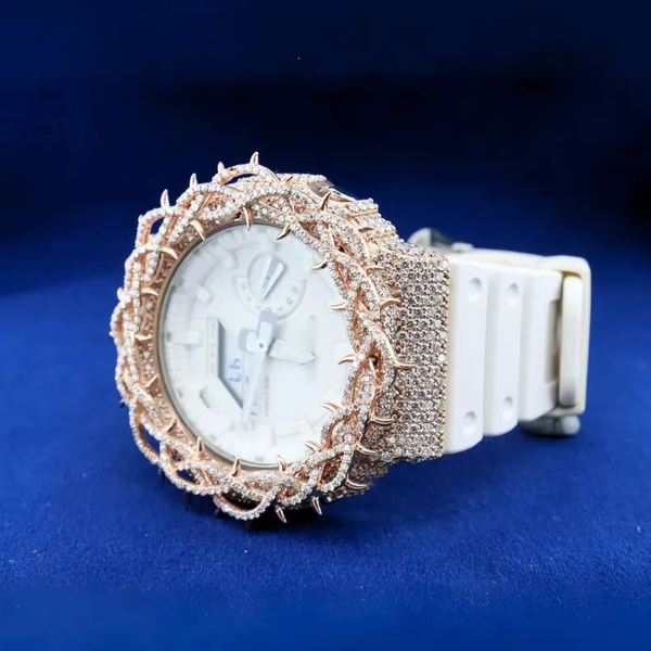 G-Shock With Rose White Thrones Moissanite Diamond Watch