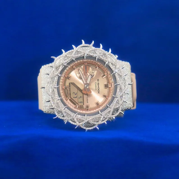 G-Shock With Full White Thrones Moissanite Diamond Watch