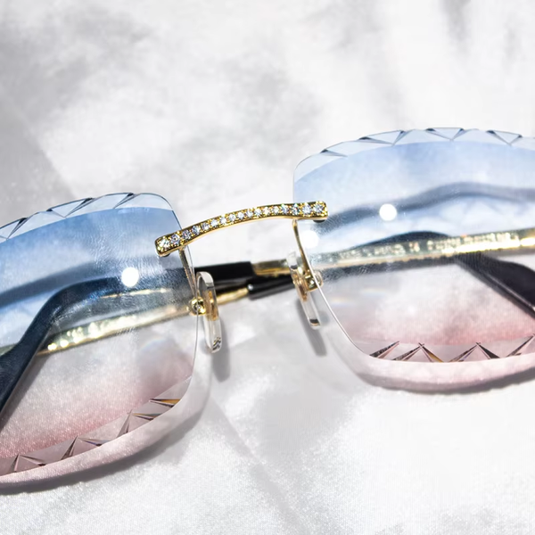 Pass Diamond Tester Luxury Glasses Stainless Steel Handmade Setting VVS Moissanite Diamond Iced Out Sunglasses for Men Women