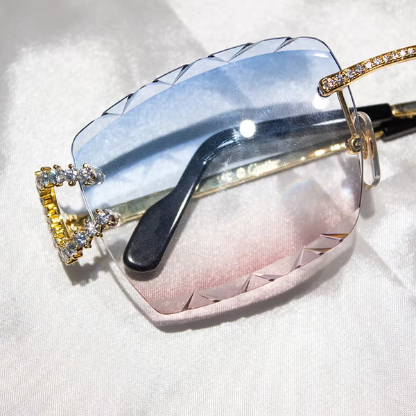 Pass Diamond Tester Luxury Glasses Stainless Steel Handmade Setting VVS Moissanite Diamond Iced Out Sunglasses for Men Women