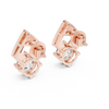 Rhombic Shine Drop Earrings with Round Diamond