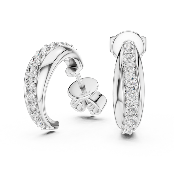 Half-Round WIth ROund Diamond Earring