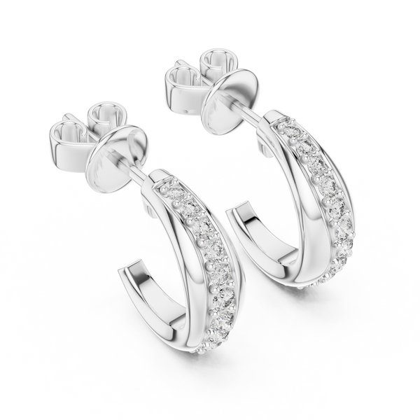 Half-Round WIth ROund Diamond Earring