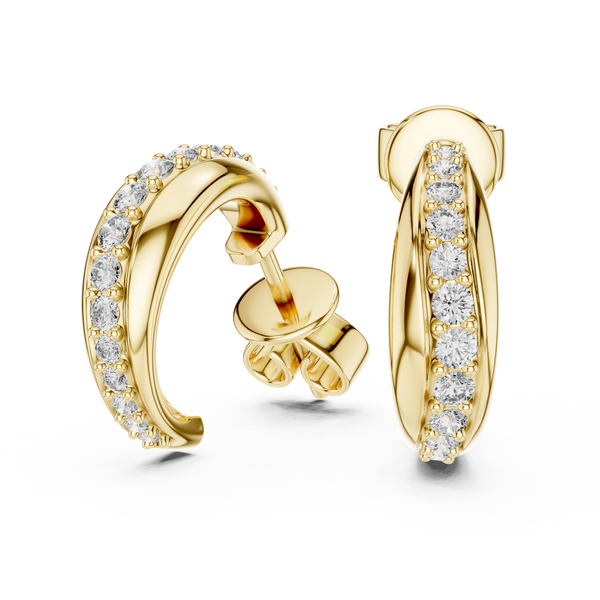 Half-Round WIth ROund Diamond Earring