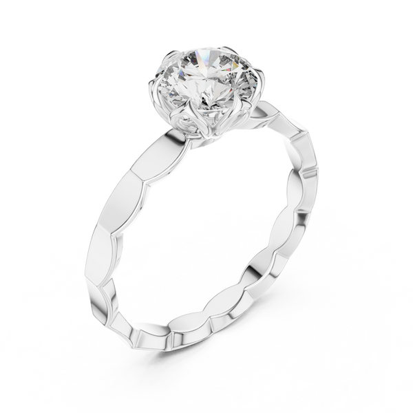 Floral Halo Diamond Engagement Ring