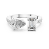Twin Emerald and Pear Diamond Ring