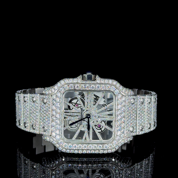 Cartier Full White With Skeleton Dial Moissanite Diamond Watch