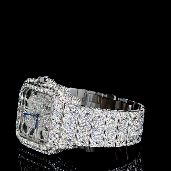 Cartier Full White With Skeleton Dial Moissanite Diamond Watch
