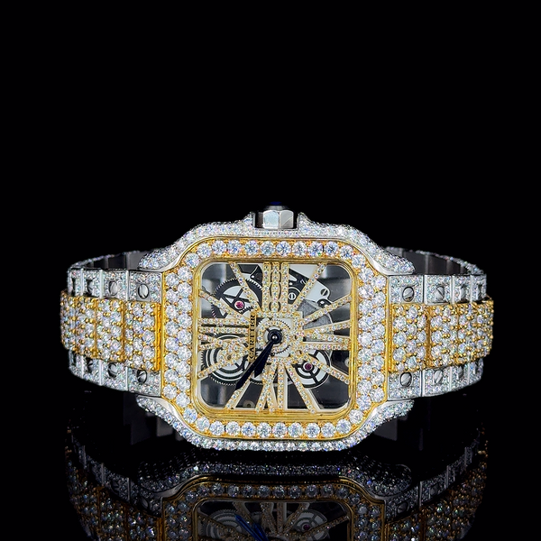 Cartier Two-Tone With Skeleton Dial Moissanite Diamond Watch