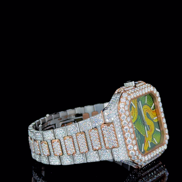 Patek Philippe Rose White With Snake Dial Moissanite Diamond Watch
