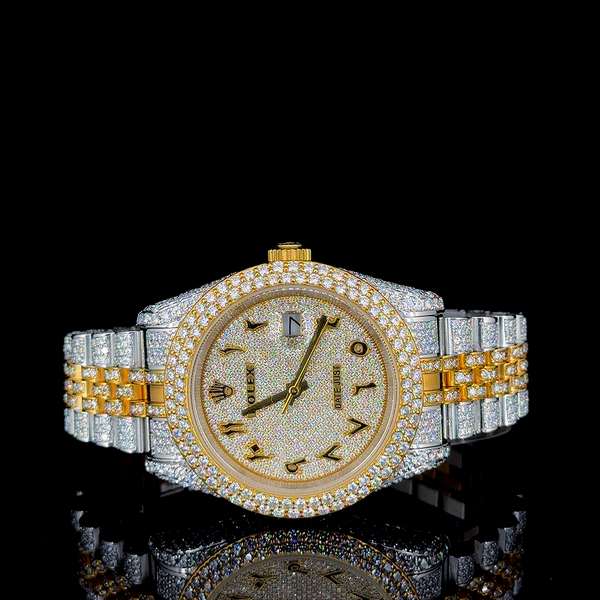 Rolex Two Tone Jubilee belt With Arabic Dial Moissanite Diamond Watch