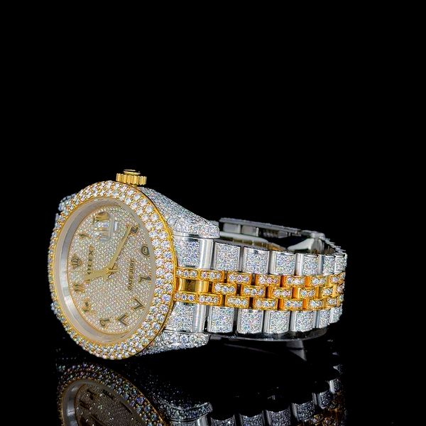 Rolex Two Tone Jubilee belt With Arabic Dial Moissanite Diamond Watch