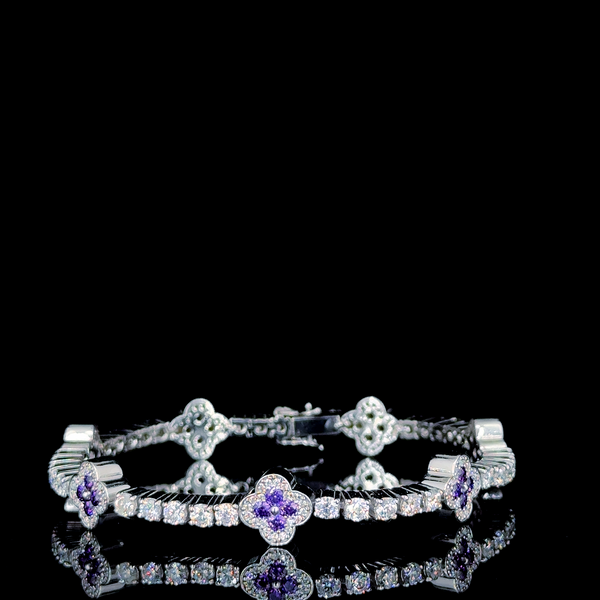 Floral Purple Moissaite Diamond Bracelet