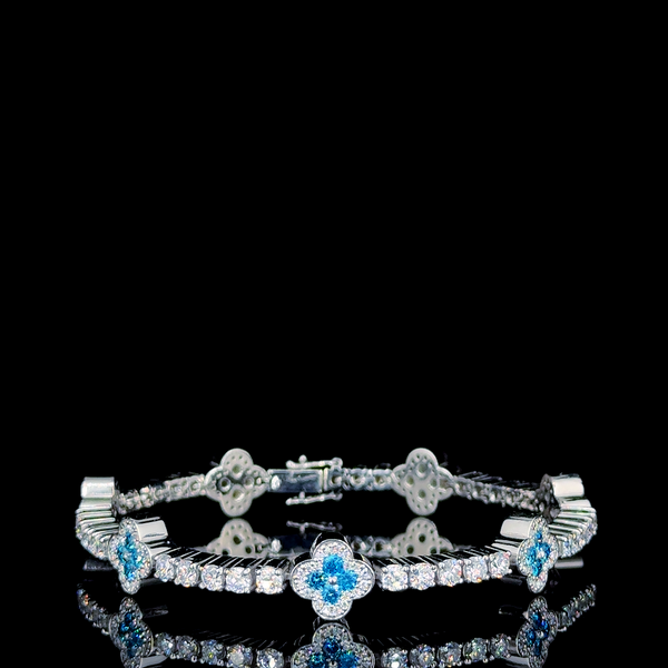 Floral Blue Moissanite Diamond Bracelet