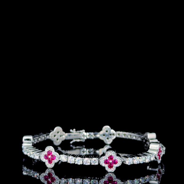 Floral Pink Moissanite Diamond Bracelet